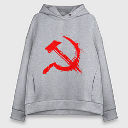 Женское худи оверсайз Sickle and hammer red paint