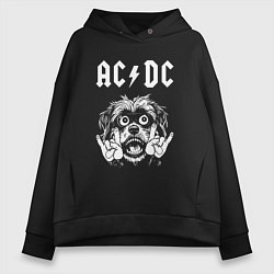 Толстовка оверсайз женская AC DC rock dog, цвет: черный