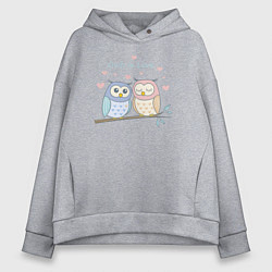 Женское худи оверсайз Влюбленные совушки