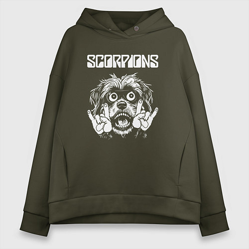 Женское худи оверсайз Scorpions rock dog / Хаки – фото 1