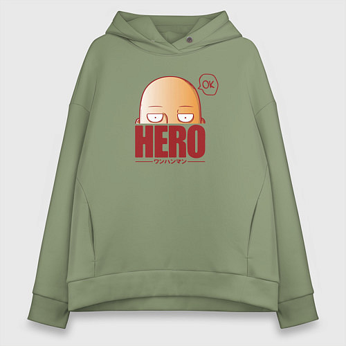 Женское худи оверсайз Ванпанч герой hero / Авокадо – фото 1