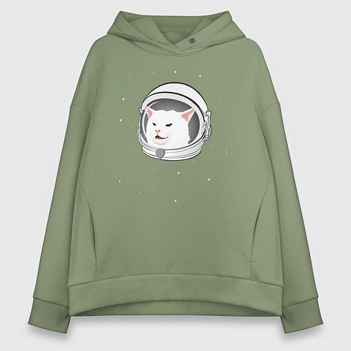 Женское худи оверсайз Кот-мем в скафандре / Авокадо – фото 1