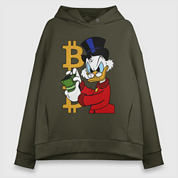 Толстовка оверсайз женская Duck tales - Scrooge bitcoin, цвет: хаки