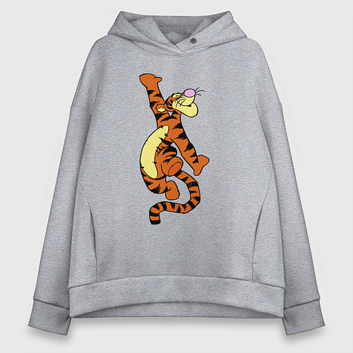 Женское худи оверсайз Винни пух - тигра / Меланж – фото 1