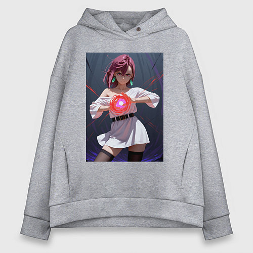 Женское худи оверсайз Дандадан: Момо фаербол / Меланж – фото 1