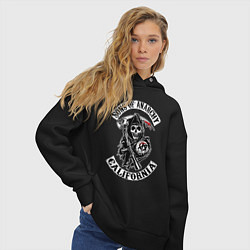 Толстовка оверсайз женская Sons of anarchy - logo, цвет: черный — фото 2