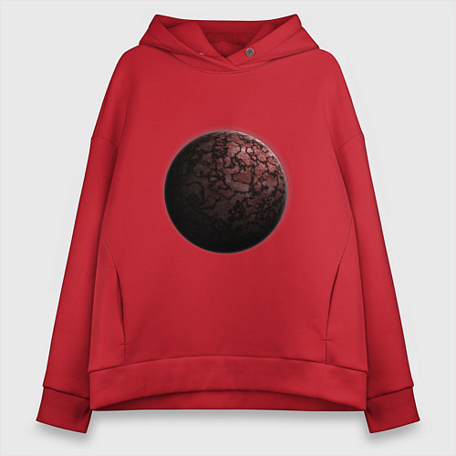 Женское худи оверсайз Планета арт, красная / Красный – фото 1