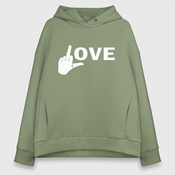 Толстовка оверсайз женская Love - fuck, цвет: авокадо
