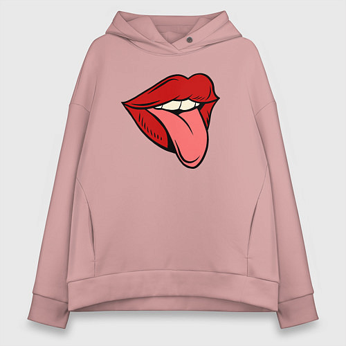 Женское худи оверсайз Girl lips / Пыльно-розовый – фото 1