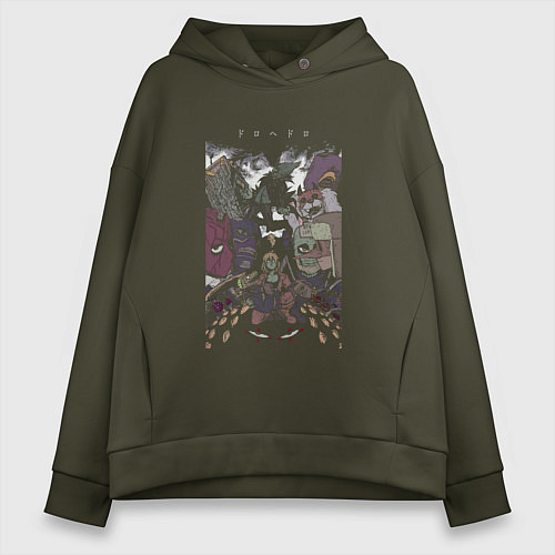 Женское худи оверсайз Дорохедоро все персонажи / Хаки – фото 1