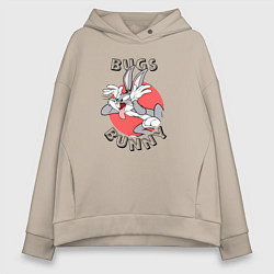Толстовка оверсайз женская Кролик Багз Банни, цвет: миндальный