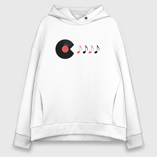 Женское худи оверсайз Pac-Man ест ноты / Белый – фото 1
