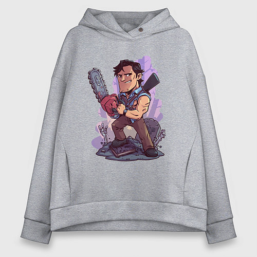 Женское худи оверсайз Зловещие мертвецы - Эш / Меланж – фото 1