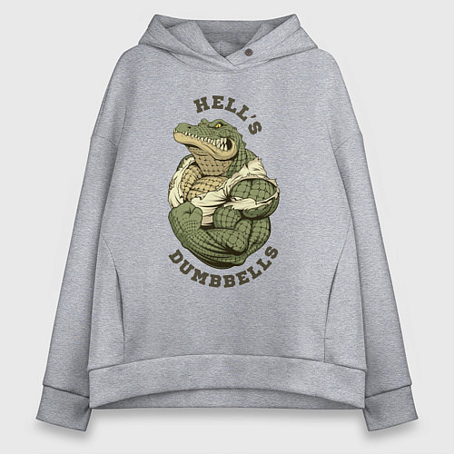 Женское худи оверсайз Crocodile bodybuilder / Меланж – фото 1