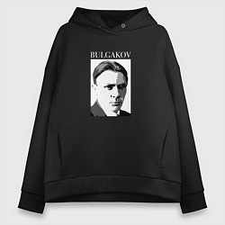 Толстовка оверсайз женская Михаил Булгаков портрет, цвет: черный