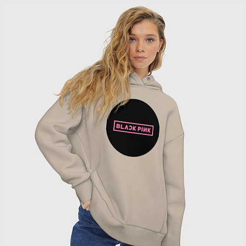 Женское худи оверсайз Blackpink logotype - group of South Korea / Миндальный – фото 3