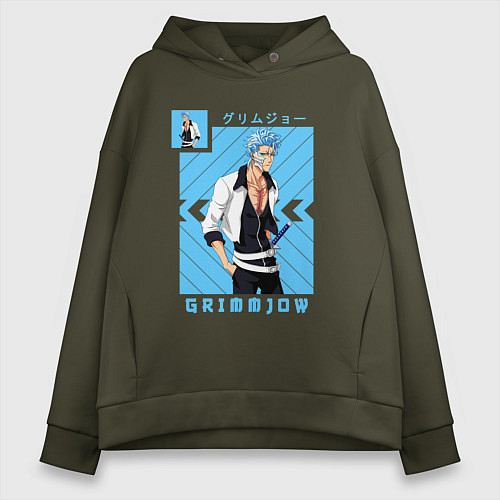 Женское худи оверсайз Блич Grimmjow / Хаки – фото 1