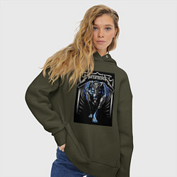 Толстовка оверсайз женская Metallica thrash metal style - wolf, цвет: хаки — фото 2