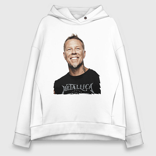 Женское худи оверсайз James Alan Hetfield - Metallica leader / Белый – фото 1