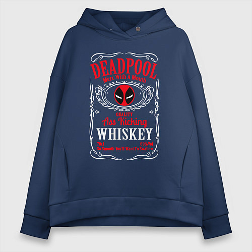 Женское худи оверсайз Deadpool whiskey / Тёмно-синий – фото 1