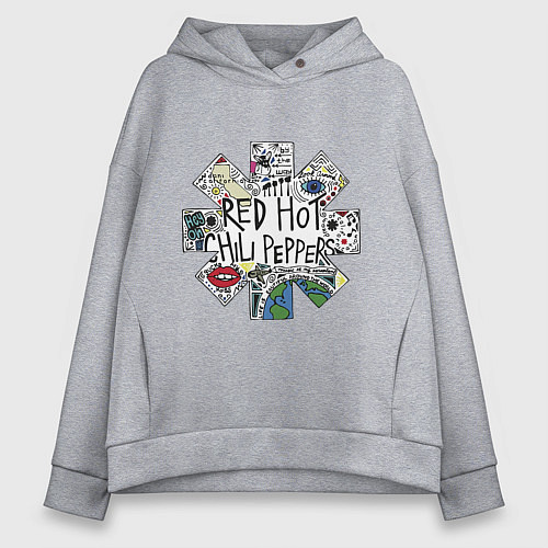 Женское худи оверсайз RHCP - logo with songs / Меланж – фото 1