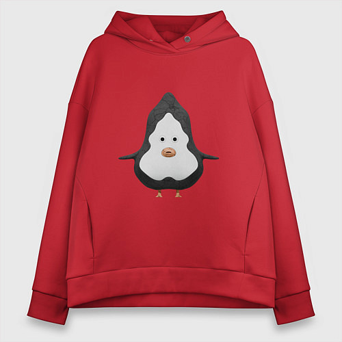 Женское худи оверсайз Cartoon penguin character / Красный – фото 1