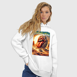 Толстовка оверсайз женская Rolling Stones - stylization of the logo, цвет: белый — фото 2