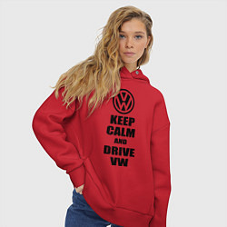 Толстовка оверсайз женская Keep Calm & Drive VW, цвет: красный — фото 2