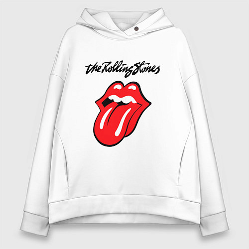 Женское худи оверсайз Rolling Stones - logo / Белый – фото 1