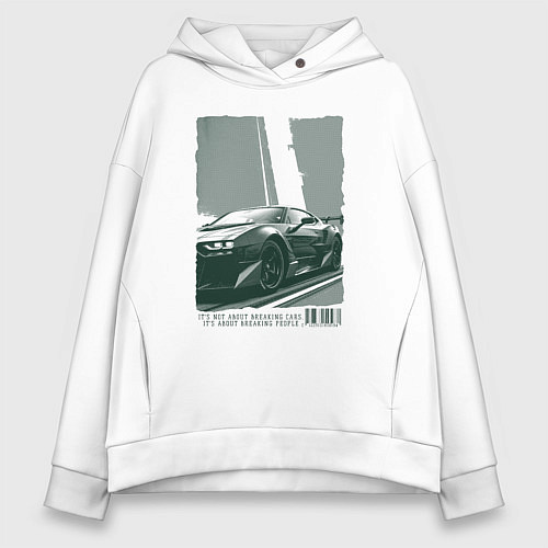 Женское худи оверсайз Постер спорткара / Белый – фото 1