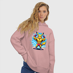 Толстовка оверсайз женская Big Pikachu, цвет: пыльно-розовый — фото 2