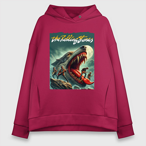 Женское худи оверсайз Rolling Stones - wolfs mouth / Маджента – фото 1