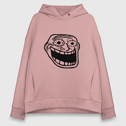 Толстовка оверсайз женская Омега тролл фейс мем, цвет: пыльно-розовый
