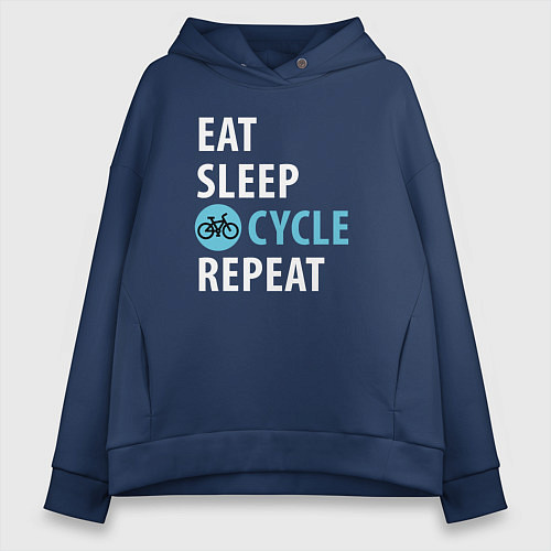 Женское худи оверсайз Еда сон велик / Тёмно-синий – фото 1