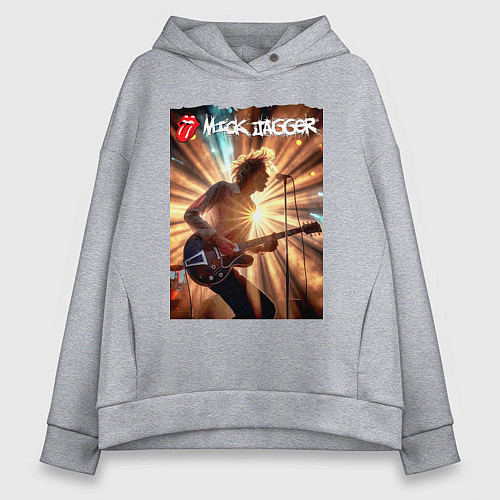 Женское худи оверсайз Mick Jagger - lead singer of The Rolling Stones / Меланж – фото 1