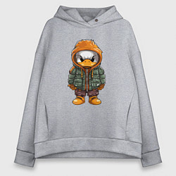 Толстовка оверсайз женская Утёнок в куртке с капюшоном, цвет: меланж