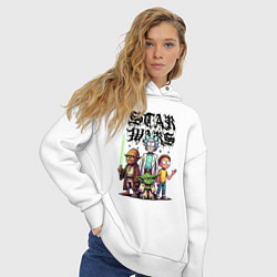 Толстовка оверсайз женская Yoda and Chewbacca are friends of Rick and Morty -, цвет: белый — фото 2
