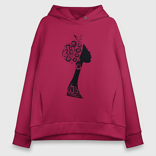 Женское худи оверсайз Black woman / Маджента – фото 1