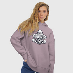 Толстовка оверсайз женская Мексиканский бульдог, цвет: сиреневый — фото 2