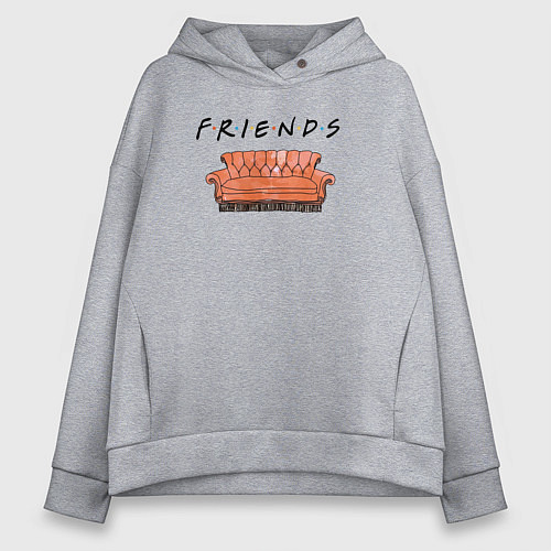 Женское худи оверсайз Friends - logo / Меланж – фото 1