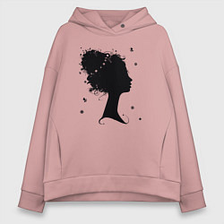Толстовка оверсайз женская Flower girl, цвет: пыльно-розовый