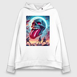 Толстовка оверсайз женская Rolling Stones - skull transformation, цвет: белый