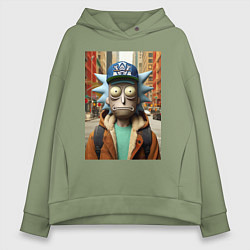 Женское худи оверсайз Рик Санчес в Нью-Йорке - нейроарт