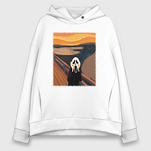 Женское худи оверсайз Крик картина мунка / Белый – фото 1