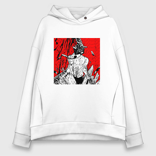 Женское худи оверсайз Человек-бензопила Денджи демон / Белый – фото 1