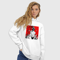 Толстовка оверсайз женская Человек-бензопила Денджи демон, цвет: белый — фото 2