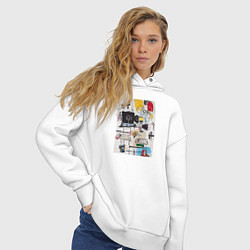 Толстовка оверсайз женская Бараны на съемочной площадке в стиле Баския, цвет: белый — фото 2