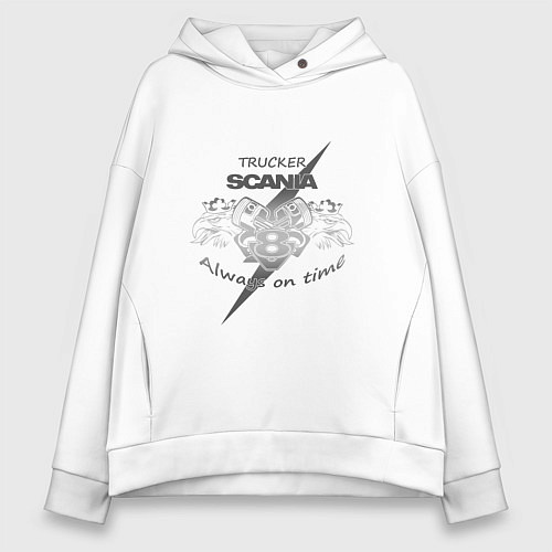 Женское худи оверсайз Scania always on time / Белый – фото 1