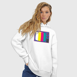 Толстовка оверсайз женская Ретро телевизор, цвет: белый — фото 2