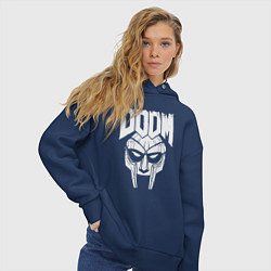 Толстовка оверсайз женская Doom mask, цвет: тёмно-синий — фото 2